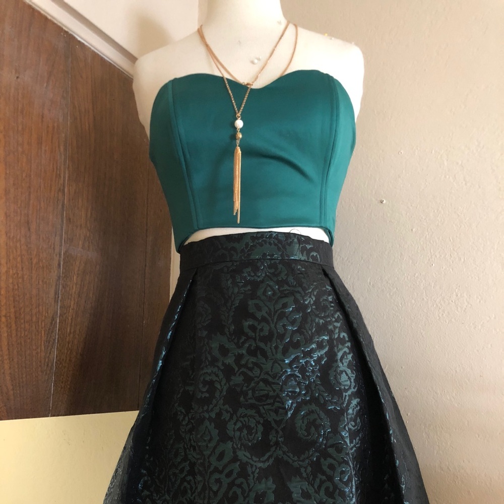 Two piece green and black cocktail dress